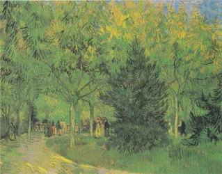 Weg in het park van Arles met wandelaars